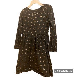 Carter's Girl's gray long sleeve dress with silver bows sz 5